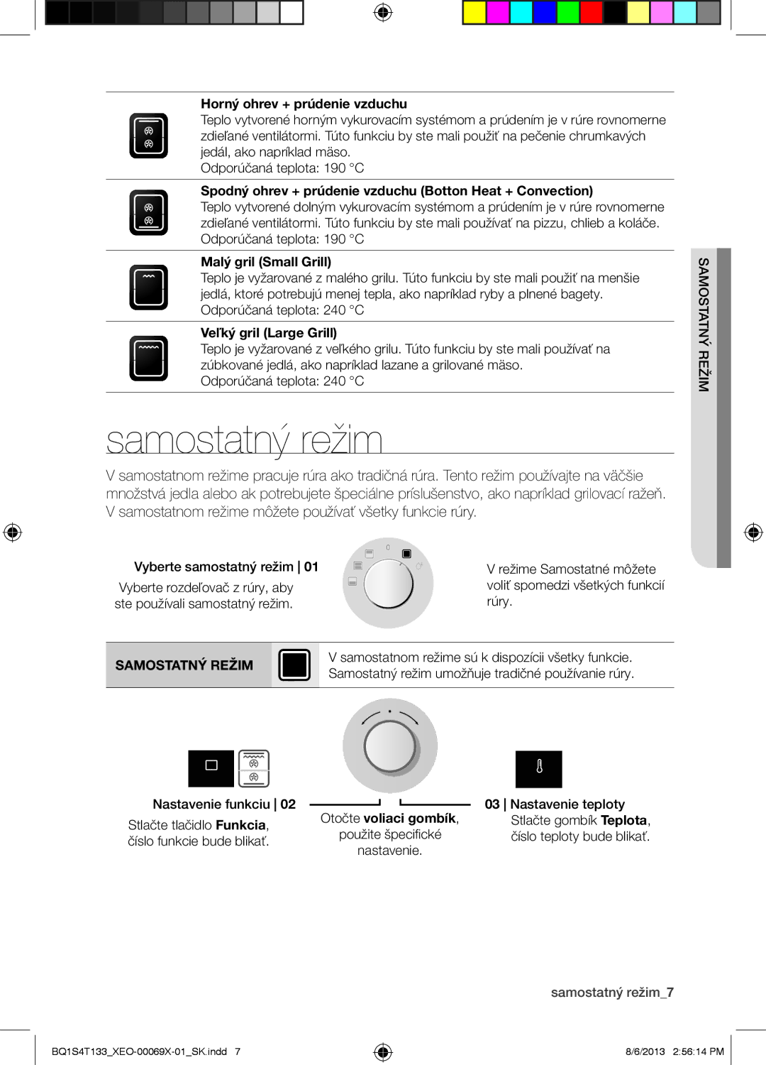 Samsung BQ1S4T133/XEO manual Samostatný režim, Samostatný Režim 