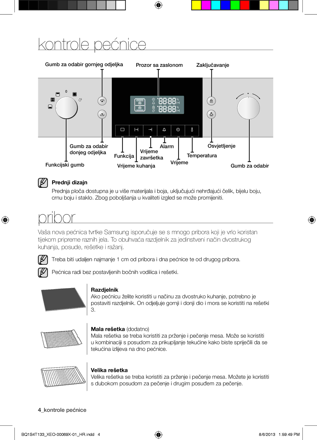 Samsung BQ1S4T133/XEO manual Kontrole pećnice, Pribor 