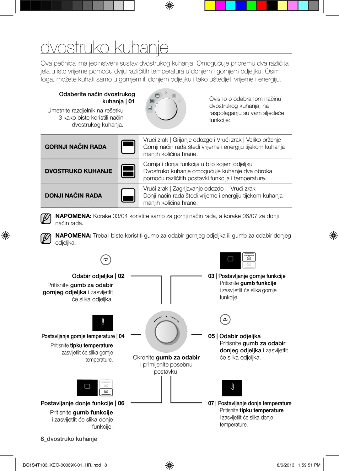 Samsung BQ1S4T133/XEO manual Dvostruko kuhanje, Pritisnite gumb funkcije 