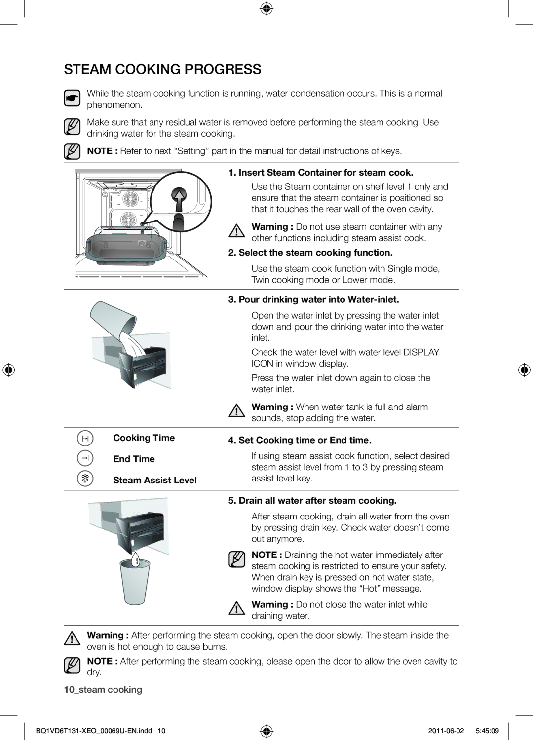 Samsung BQ1VD6T131/XEO manual Steam cooking progress 