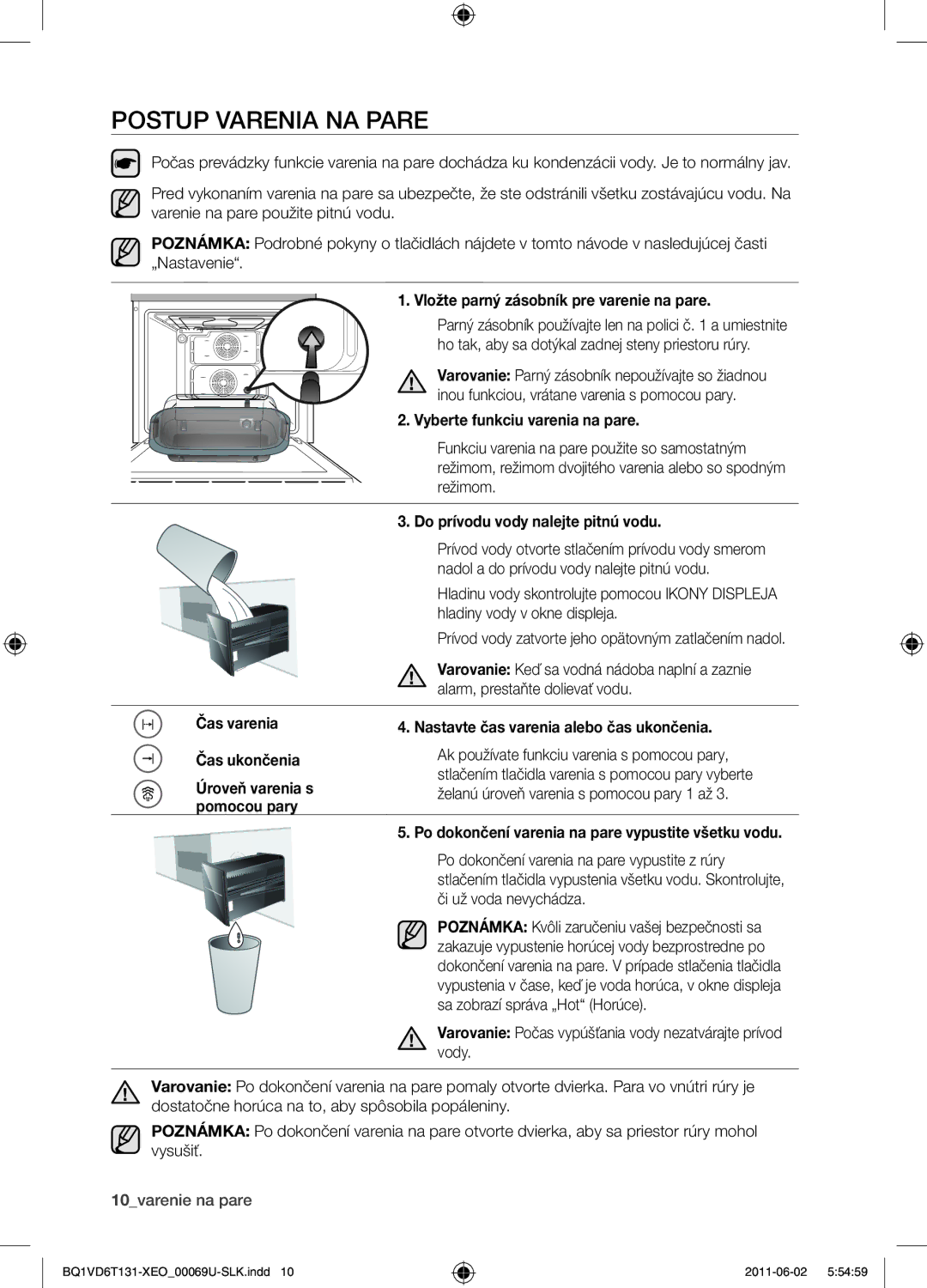 Samsung BQ1VD6T131/XEO manual Postup varenia na pare 