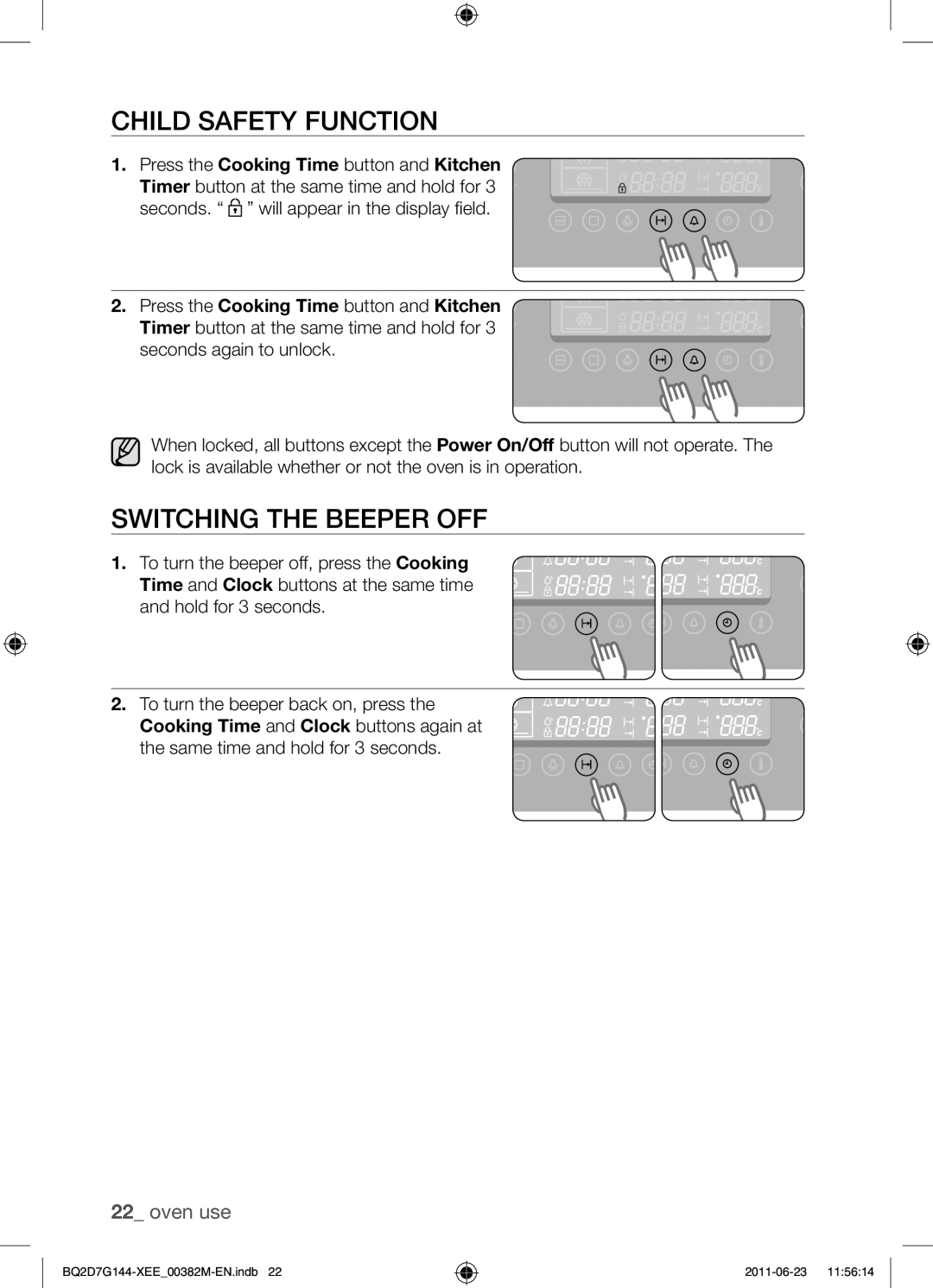 Samsung BQ2D7G144/XEE manual Child safety function, Switching the beeper off 