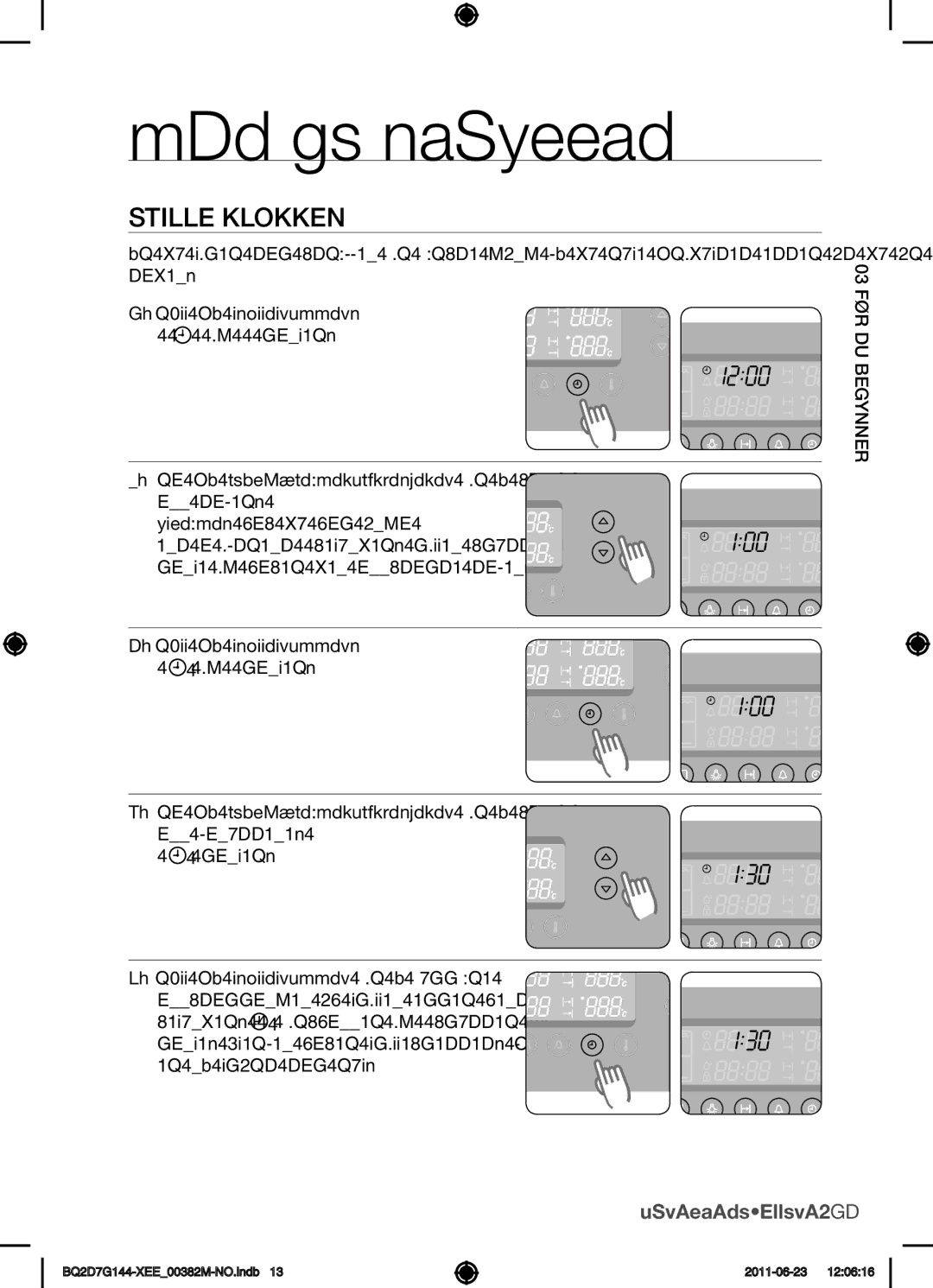 Samsung BQ2D7G144/XEE manual Før du begynner, Stille klokken 