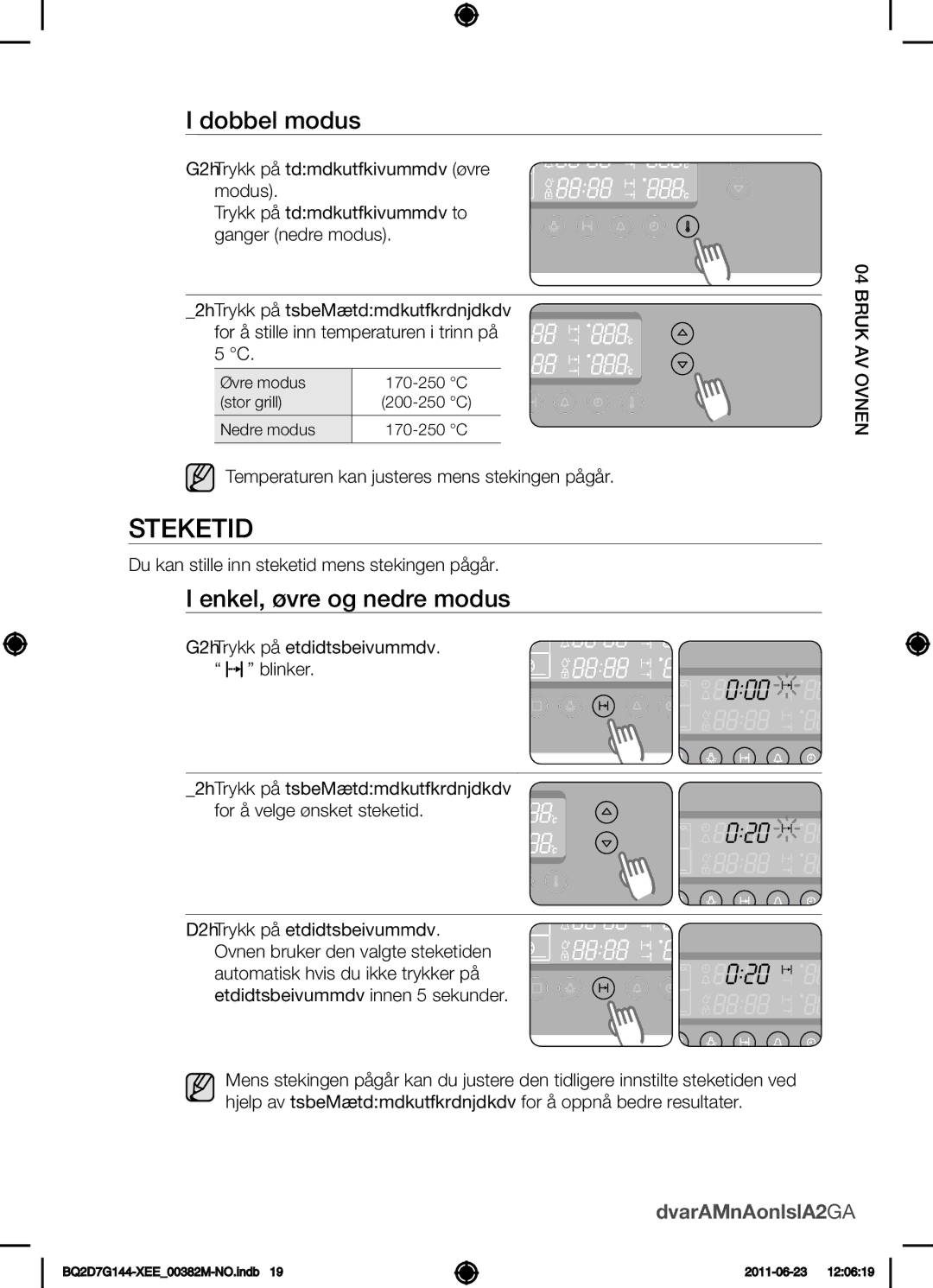 Samsung BQ2D7G144/XEE manual Steketid 