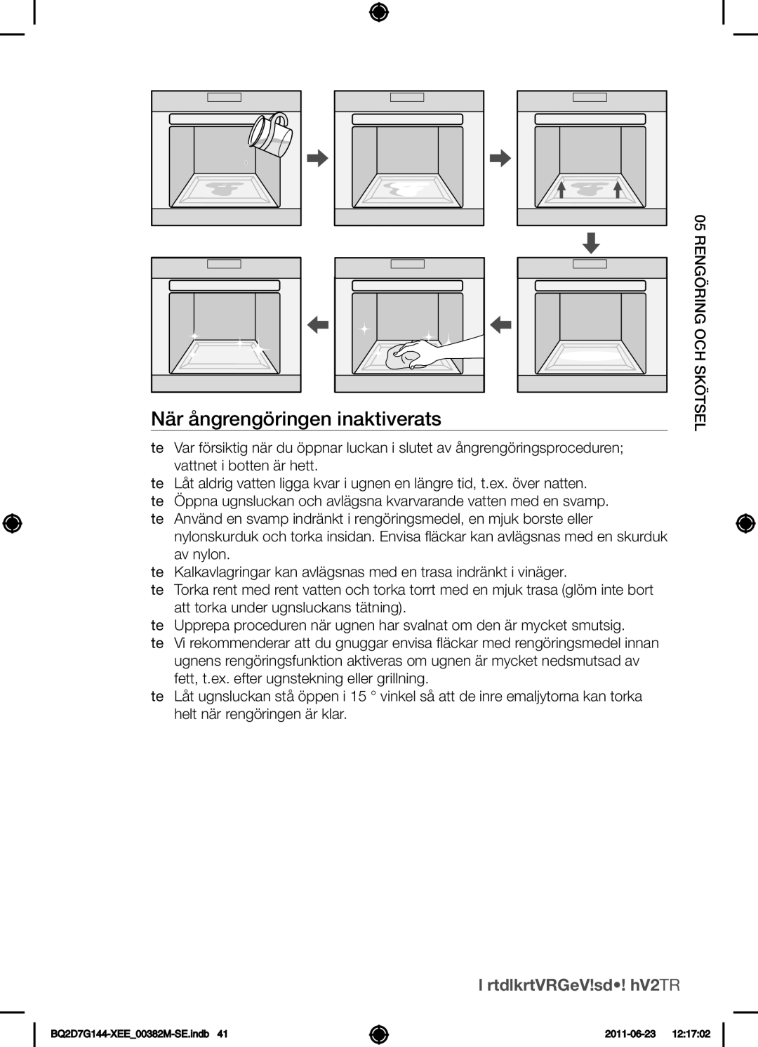 Samsung BQ2D7G144/XEE manual När ångrengöringen inaktiverats 