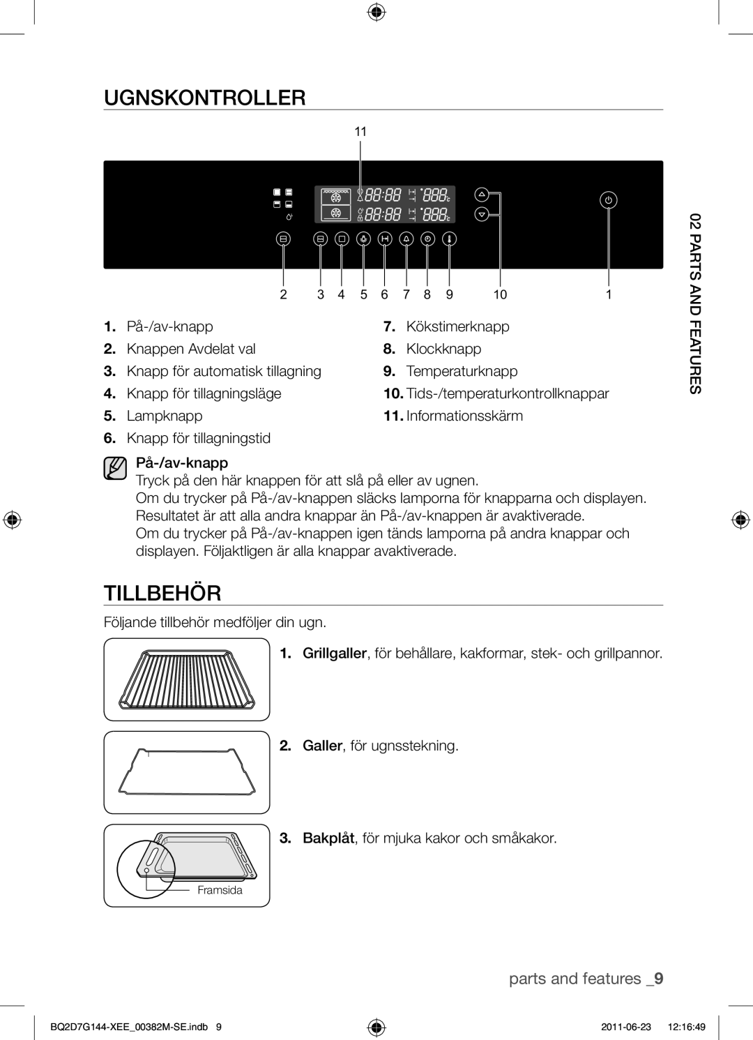 Samsung BQ2D7G144/XEE manual Ugnskontroller, Tillbehör 