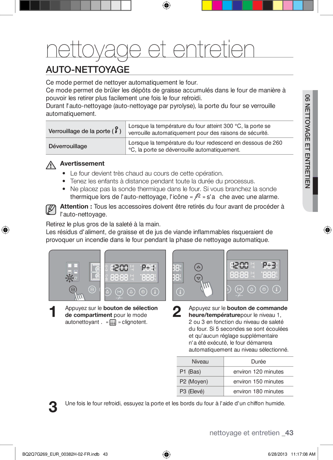 Samsung BQ2Q7G269/EUR manual Nettoyage et entretien, Auto-Nettoyage, Retirez le plus gros de la saleté à la main 