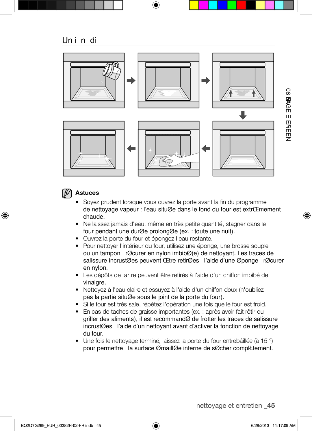 Samsung BQ2Q7G269/EUR manual Une fois le nettoyage vapeur désactivé, 06NETTOYAGE Etentretien Astuces 