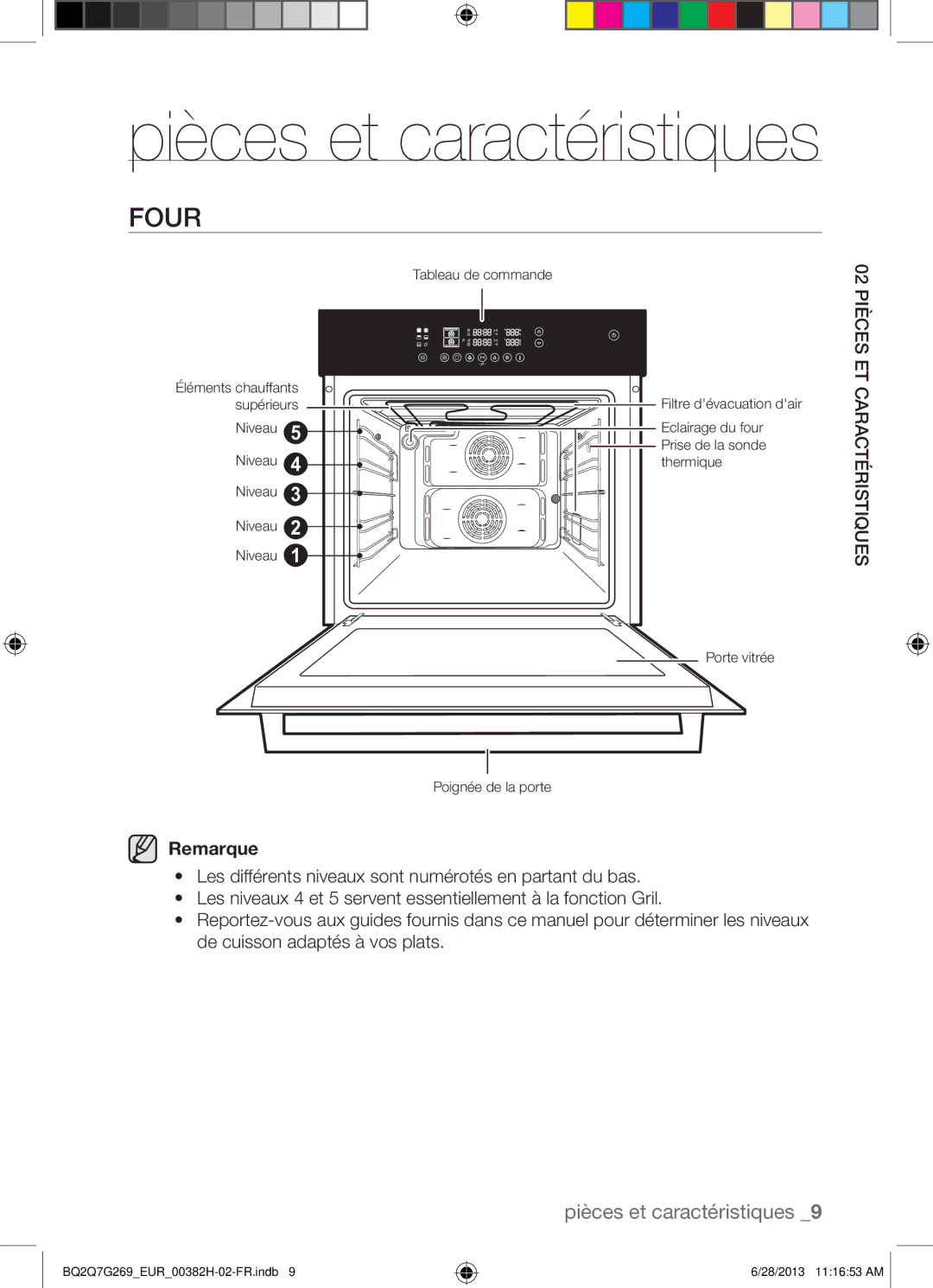 Samsung BQ2Q7G269/EUR manual Pièces et caractéristiques, Four 