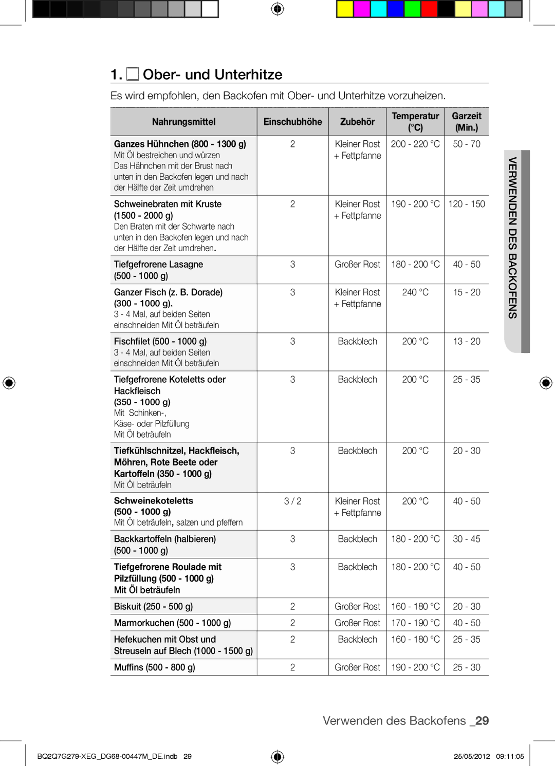 Samsung BQ2Q7G279/XEG manual Ober- und Unterhitze 