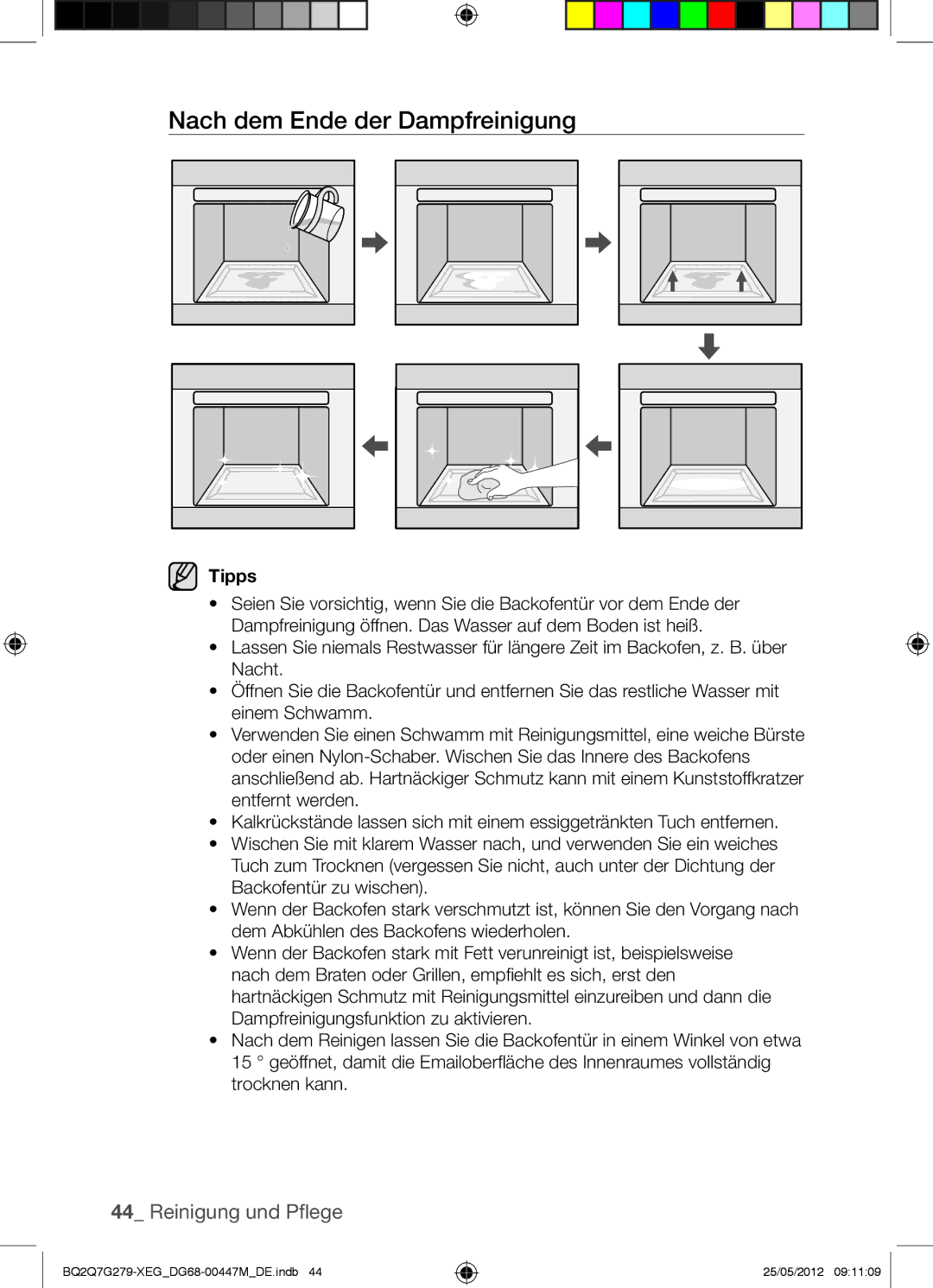 Samsung BQ2Q7G279/XEG manual Nach dem Ende der Dampfreinigung, Tipps 