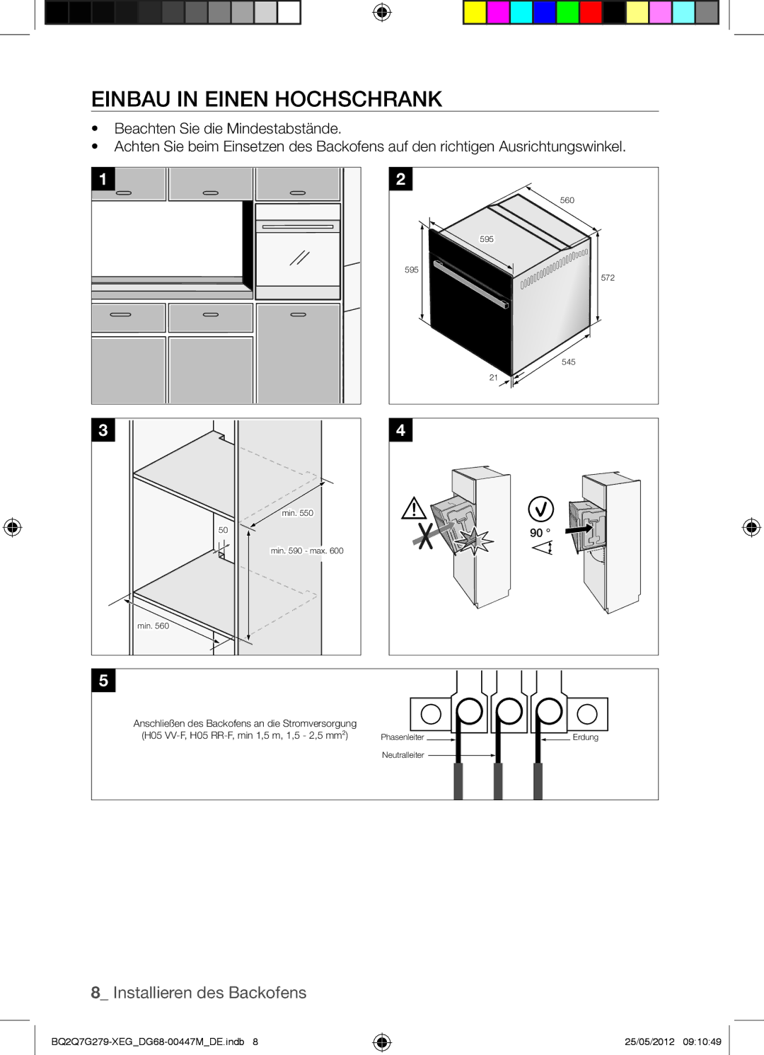 Samsung BQ2Q7G279/XEG manual Einbau in Einen Hochschrank 