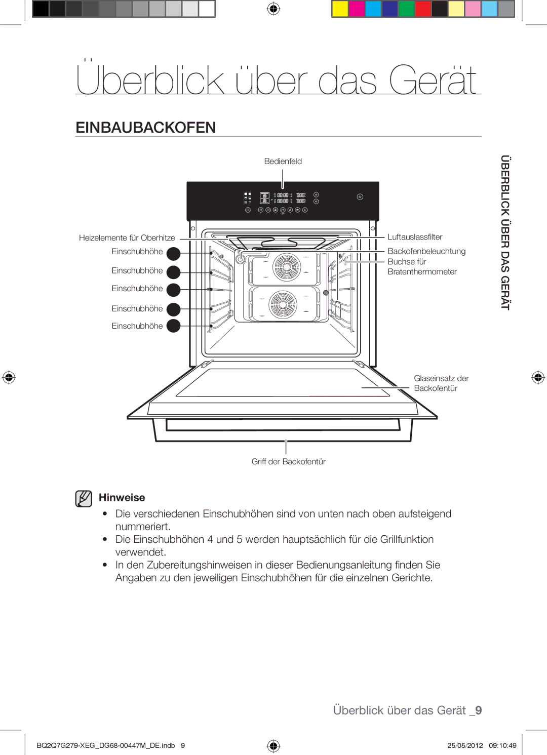 Samsung BQ2Q7G279/XEG manual Überblick über das Gerät, Einbaubackofen 