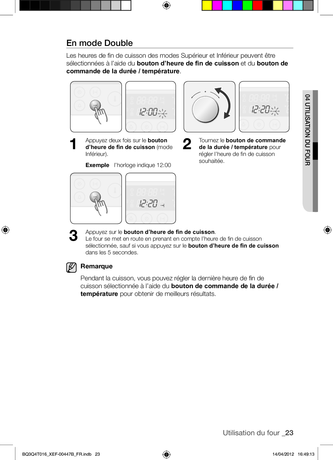 Samsung BQ3Q4T016/XEF manual Appuyez deux fois sur le bouton 