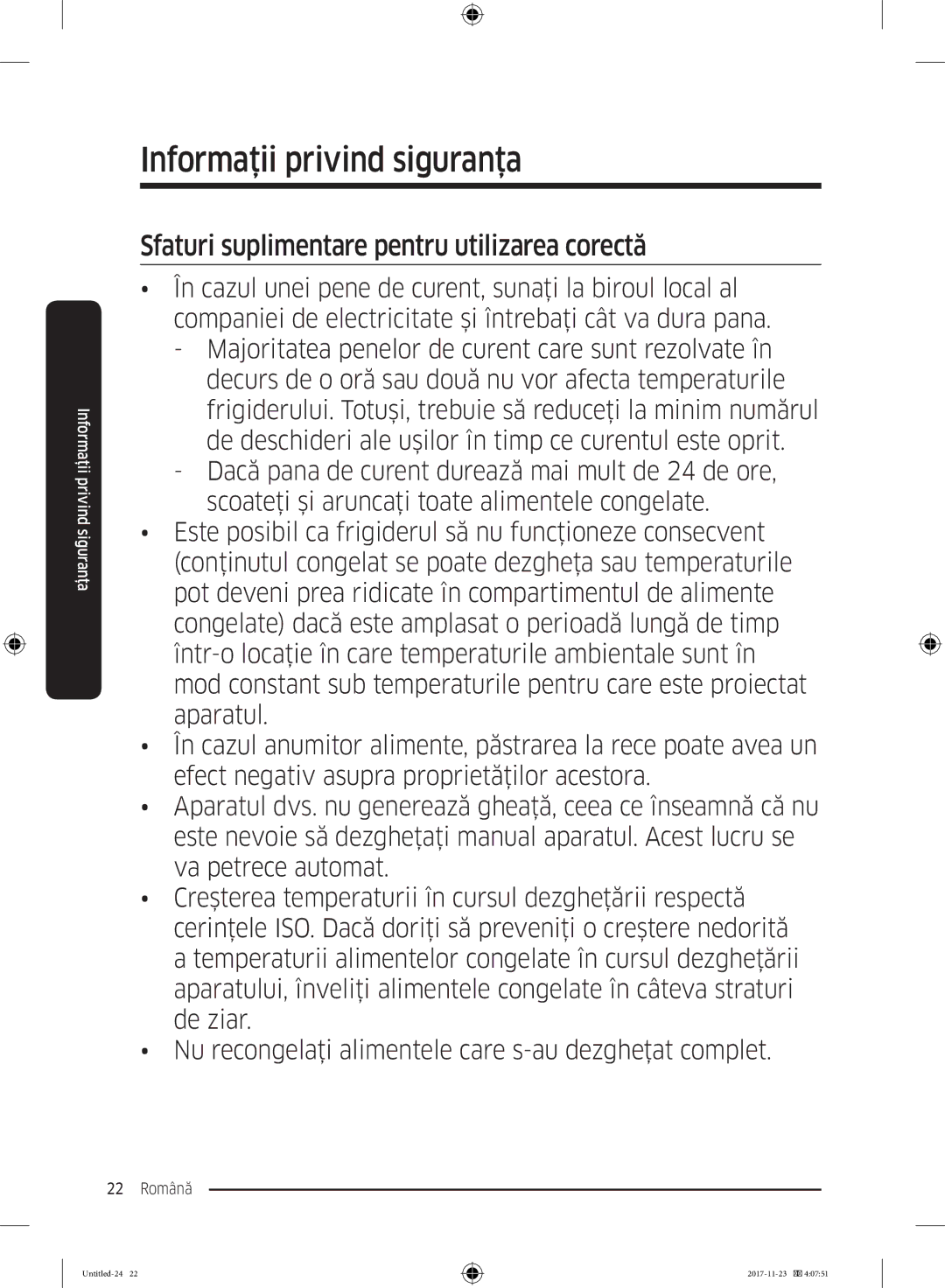 Samsung BRB260030WW/EF manual Sfaturi suplimentare pentru utilizarea corectă 