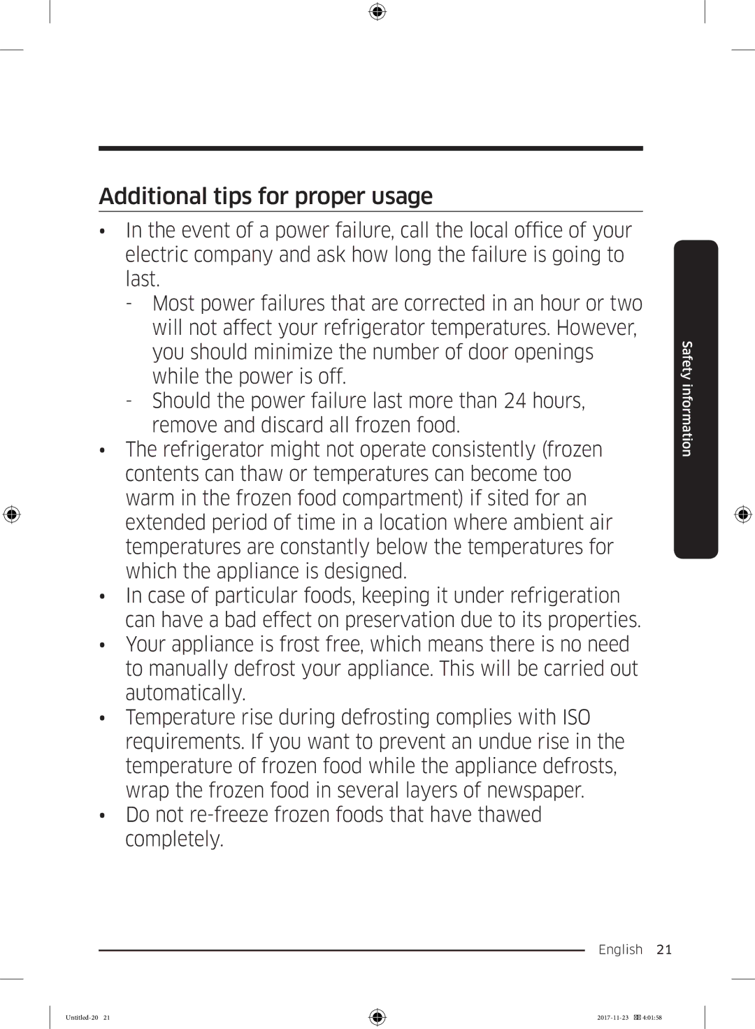 Samsung BRB260176WW/EF, BRB260130WW/EF, BRB260034WW/EF, BRB260030WW/EF, BRB260131WW/EF manual Additional tips for proper usage 