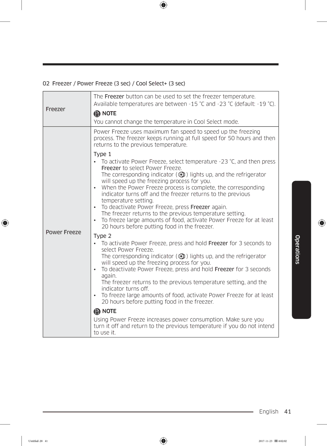 Samsung BRB260176WW/EF, BRB260130WW/EF, BRB260034WW/EF, BRB260030WW/EF, BRB260131WW/EF manual Operations 