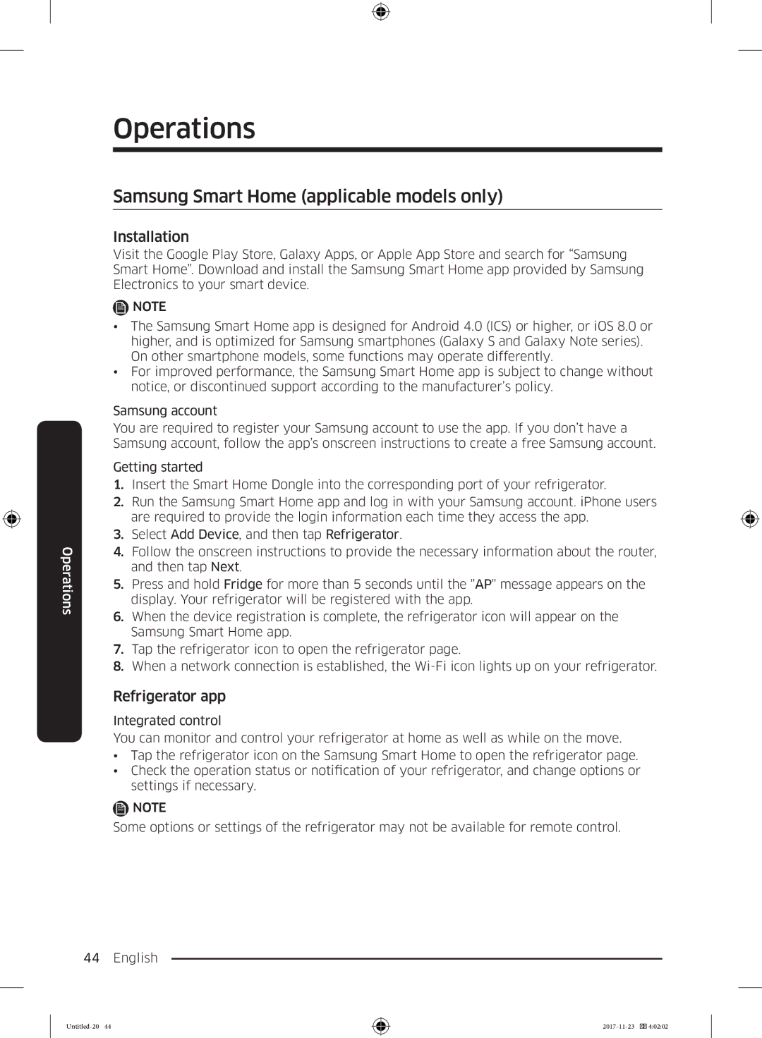 Samsung BRB260034WW/EF, BRB260130WW/EF, BRB260030WW/EF manual Samsung Smart Home applicable models only, Refrigerator app 