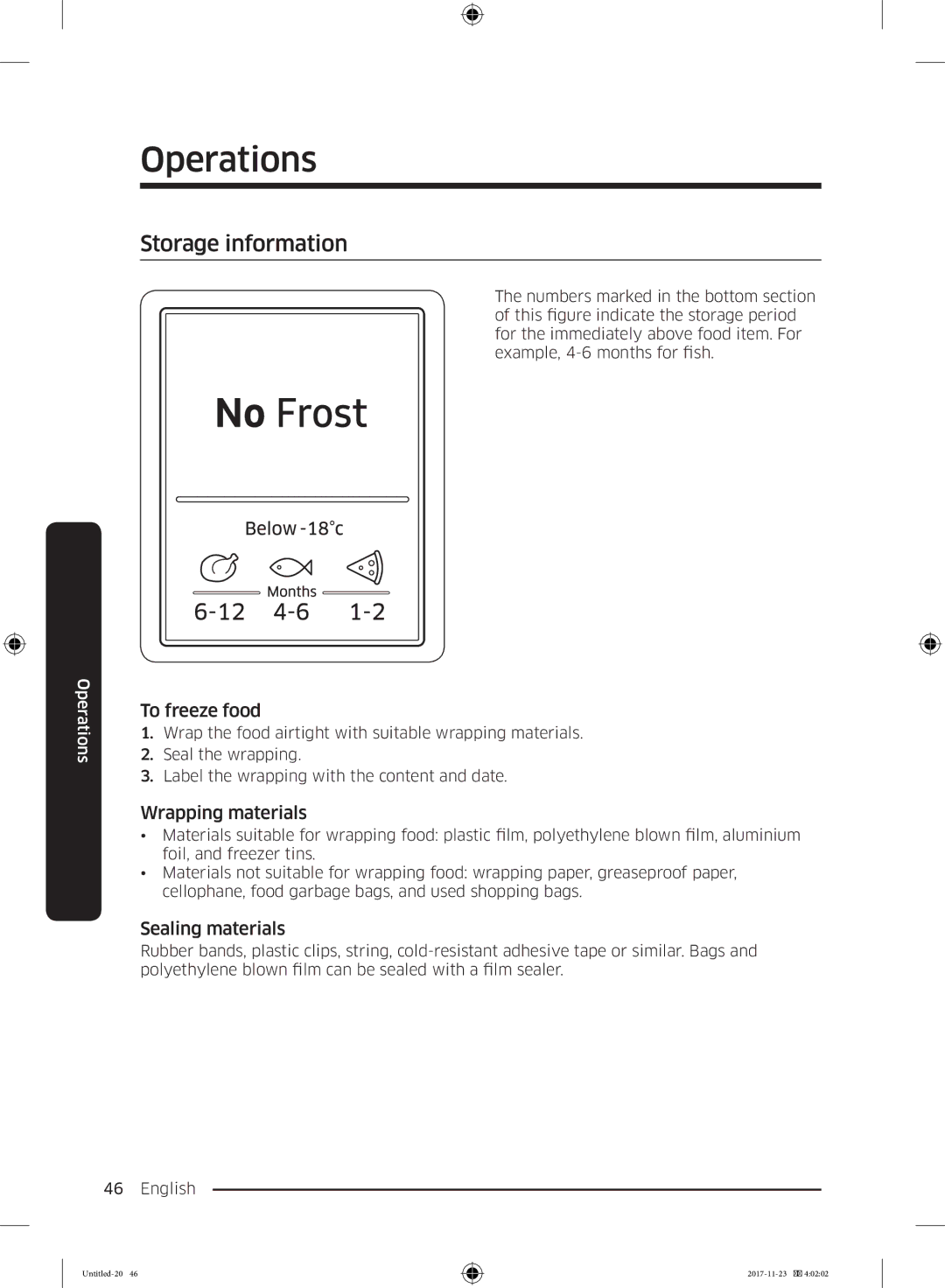 Samsung BRB260176WW/EF, BRB260130WW/EF manual Storage information, To freeze food, Wrapping materials, Sealing materials 