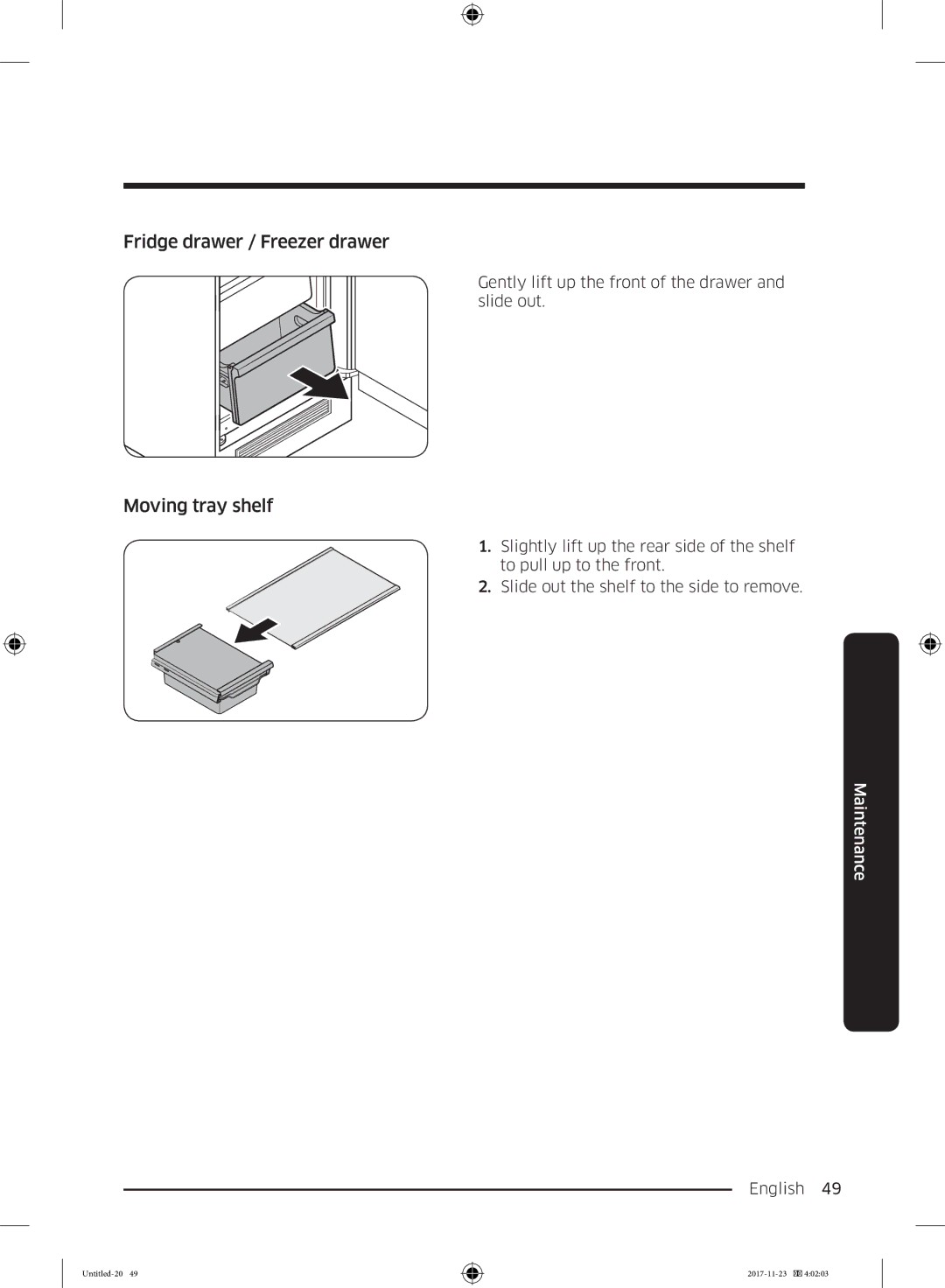 Samsung BRB260034WW/EF, BRB260130WW/EF, BRB260030WW/EF, BRB260176WW/EF Fridge drawer / Freezer drawer, Moving tray shelf 