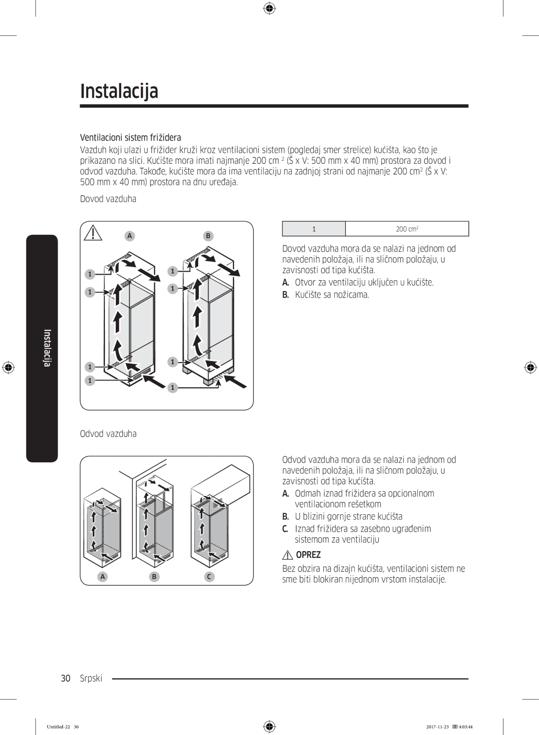 Samsung BRB260130WW/EF, BRB260034WW/EF, BRB260030WW/EF, BRB260176WW/EF, BRB260131WW/EF manual Oprez 