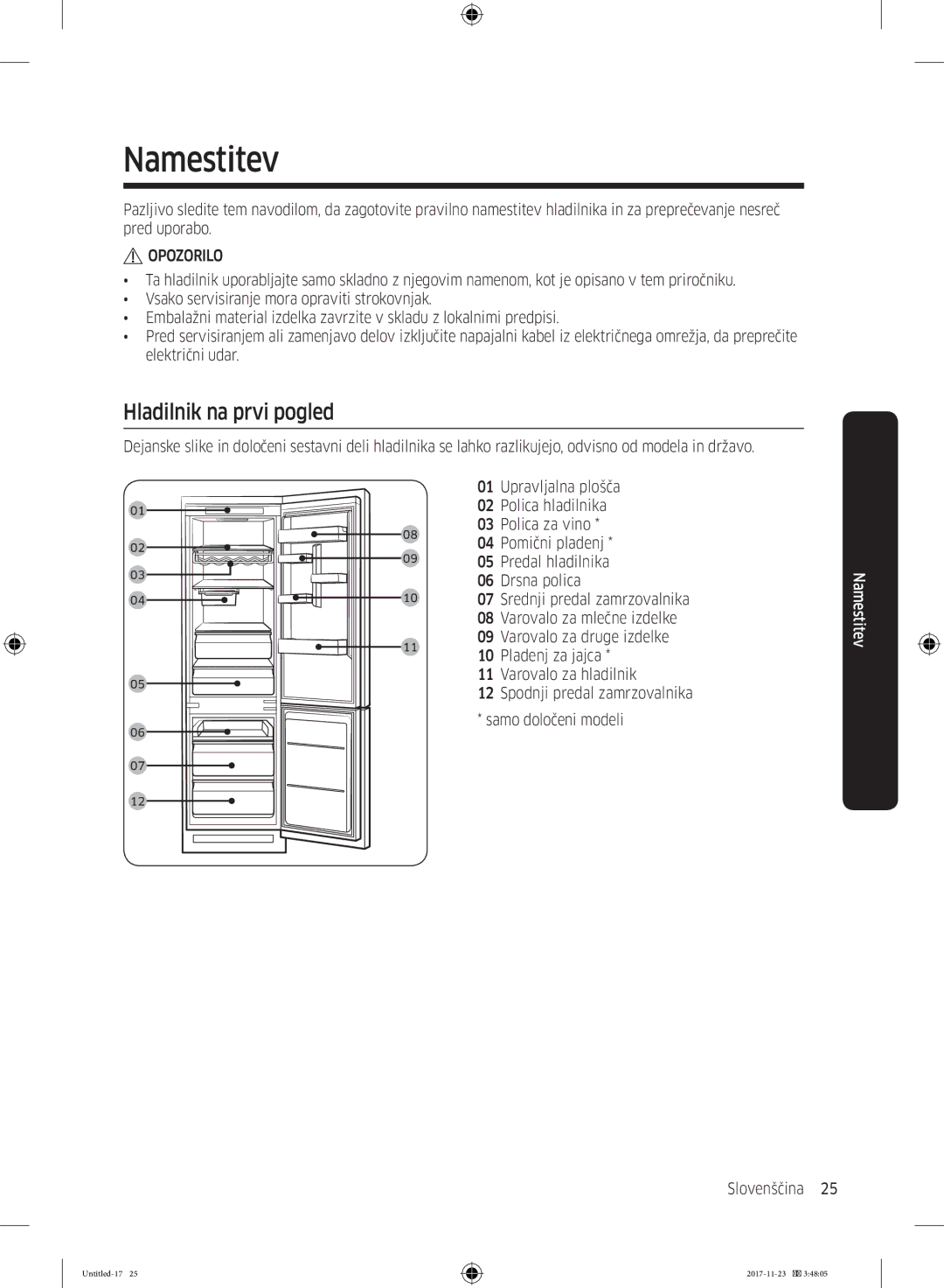 Samsung BRB260176WW/EF, BRB260130WW/EF, BRB260034WW/EF, BRB260030WW/EF, BRB260131WW/EF Namestitev, Hladilnik na prvi pogled 