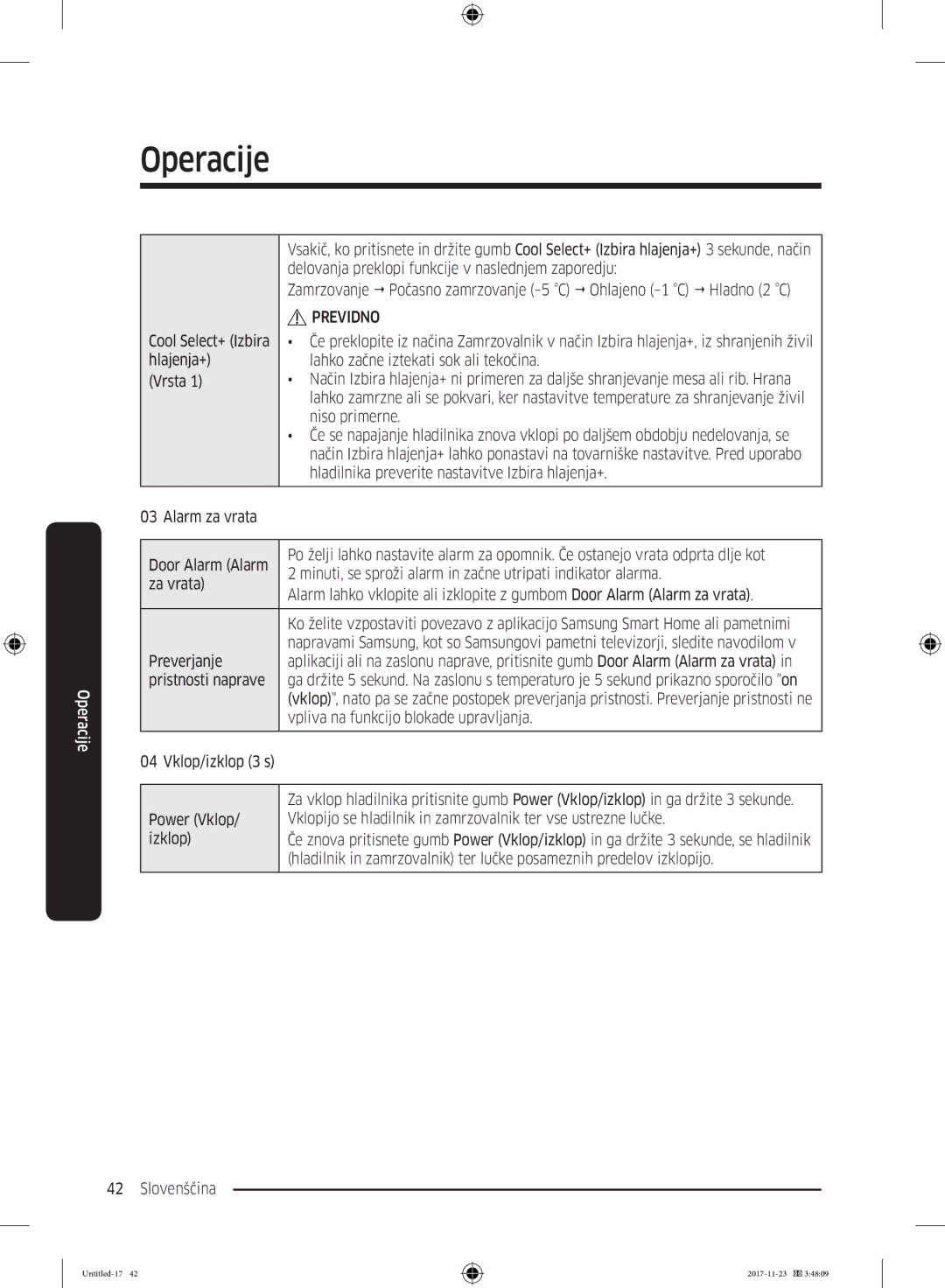 Samsung BRB260130WW/EF manual Minuti, se sproži alarm in začne utripati indikator alarma, Preverjanje, Pristnosti naprave 