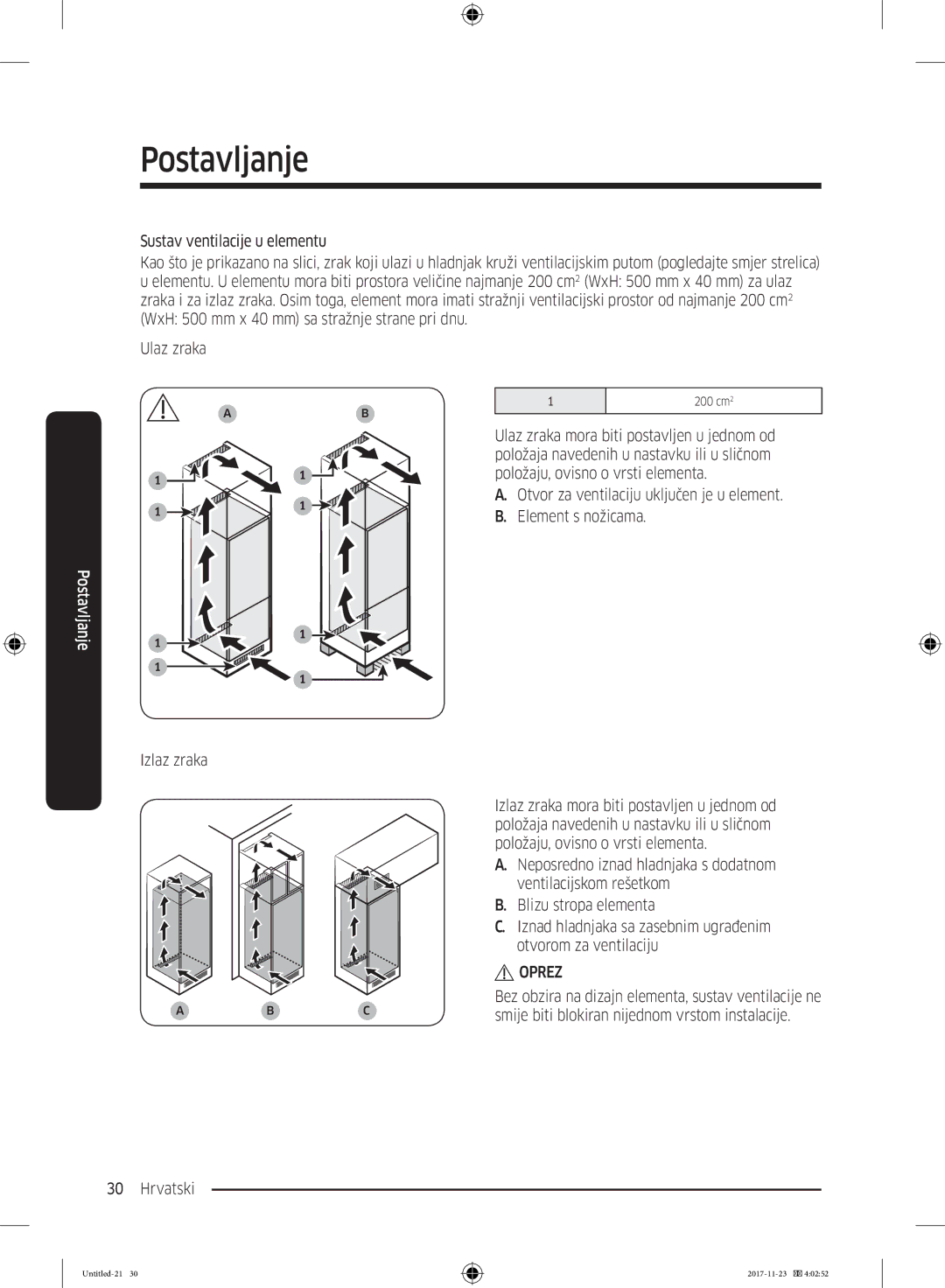 Samsung BRB260034WW/EF, BRB260130WW/EF, BRB260030WW/EF, BRB260176WW/EF, BRB260131WW/EF manual Oprez 