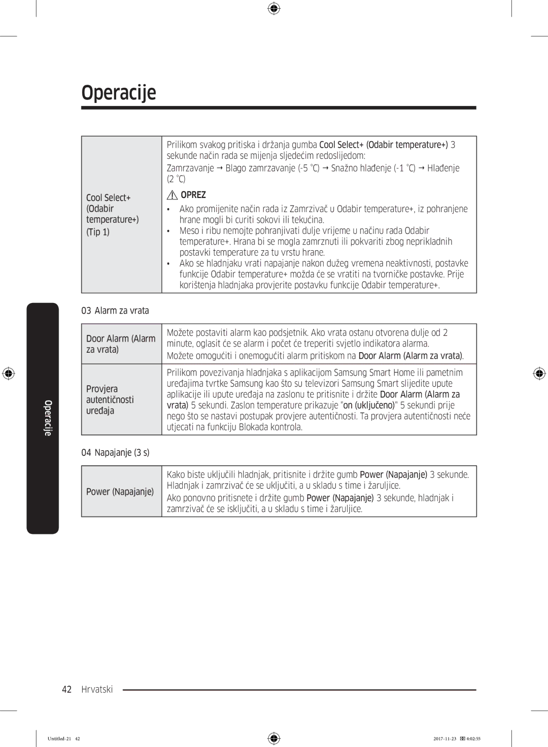 Samsung BRB260176WW/EF manual Alarm za vrata, Provjera, Autentičnosti, Utjecati na funkciju Blokada kontrola, Napajanje 3 s 