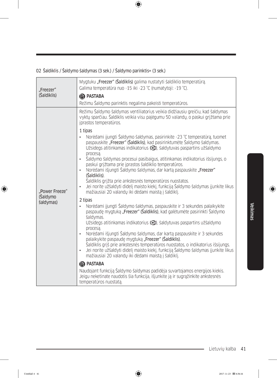 Samsung BRB260035WW/EF, BRB260189WW/EF, BRB260076WW/EF manual Procesą, Palaikykite paspaudę mygtuką „Freezer Šaldiklis 