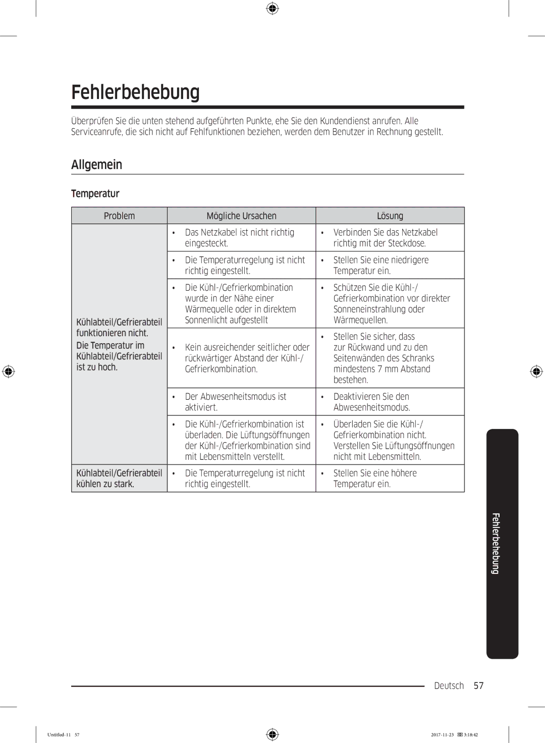 Samsung BRB260134WW/EF, BRB2G0135WW/EG, BRB2G0131WW/EG, BRB2G0134WW/EG, BRB2G0130WW/EG, BRB260189WW/EF Allgemein, Temperatur 