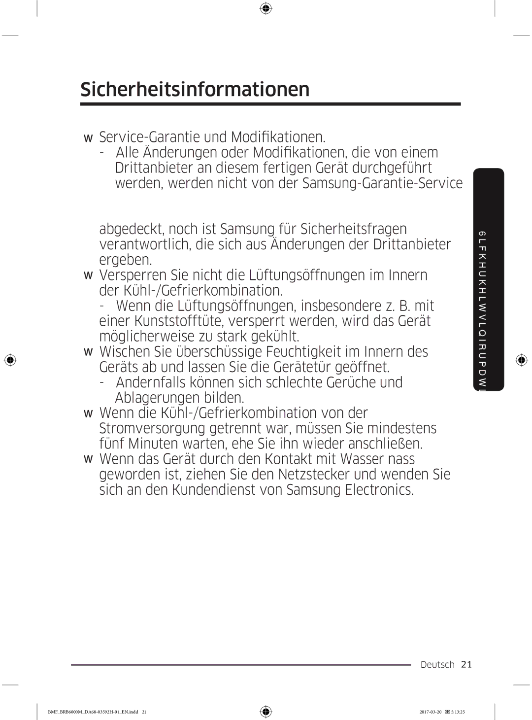 Samsung BRR19M010WW/EG, BRR19M011WW/EG, BRR12M001WW/EG, BRR12M000WW/EG manual Sicherheitsinformationen 