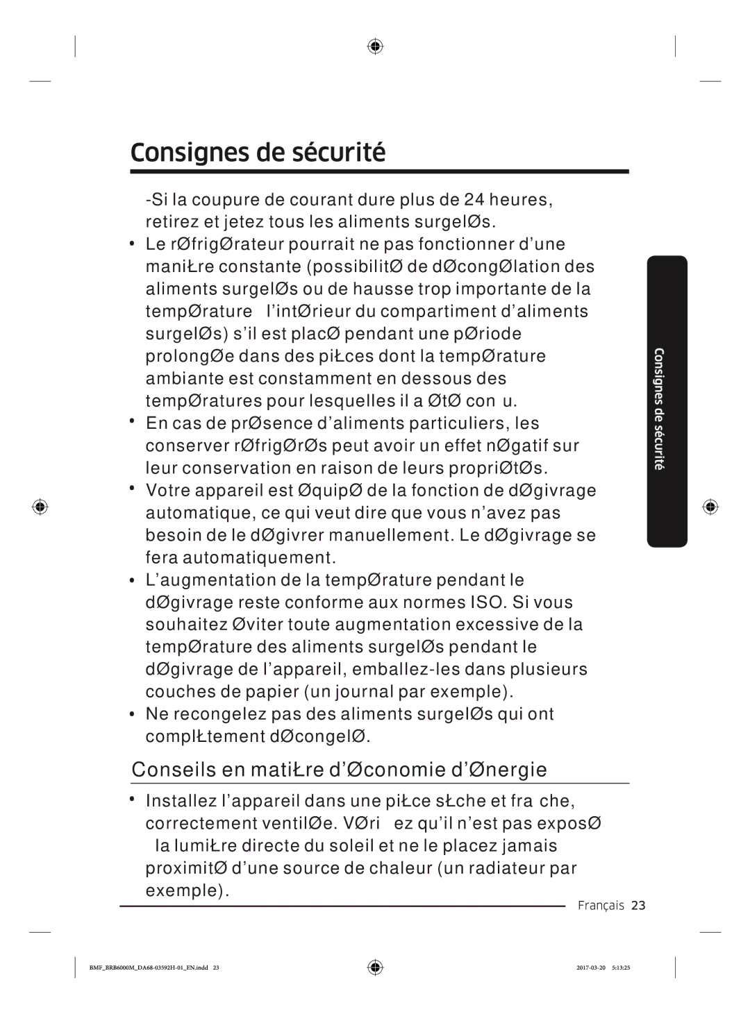 Samsung BRR19M010WW/EG, BRR19M011WW/EG, BRR12M001WW/EG, BRR12M000WW/EG manual Conseils en matière déconomie dénergie 