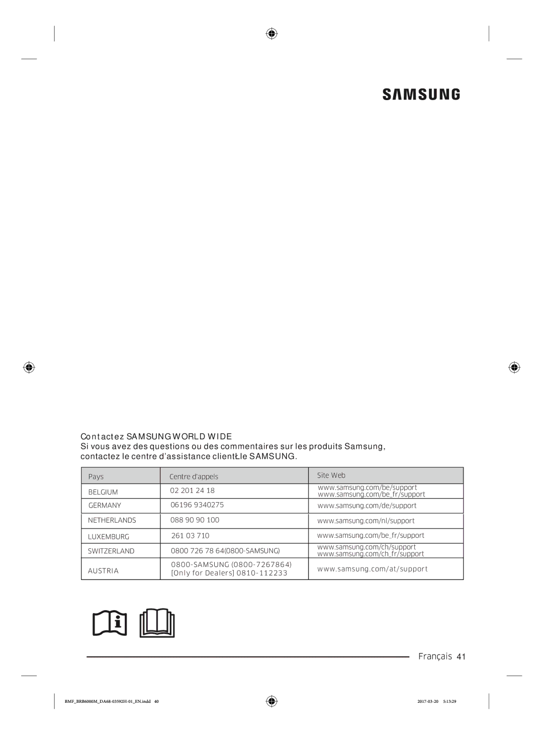 Samsung BRR12M001WW/EG, BRR19M010WW/EG, BRR19M011WW/EG, BRR12M000WW/EG manual Contactez Samsung World Wide 