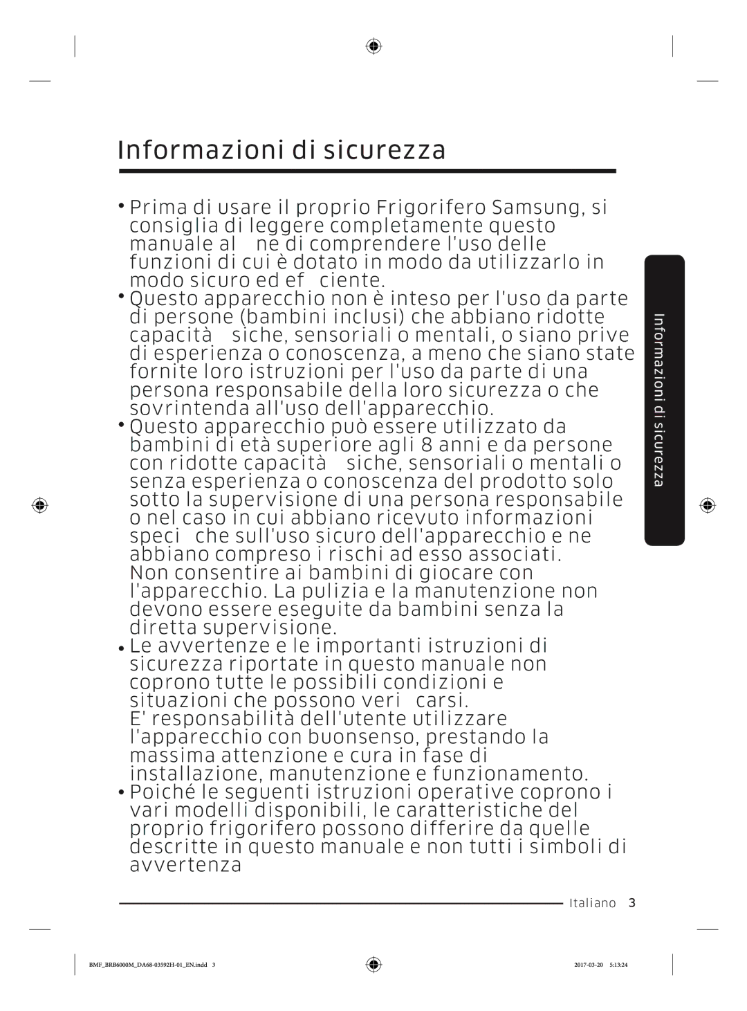 Samsung BRR12M001WW/EG, BRR19M010WW/EG, BRR19M011WW/EG, BRR12M000WW/EG manual Informazioni di sicurezza 