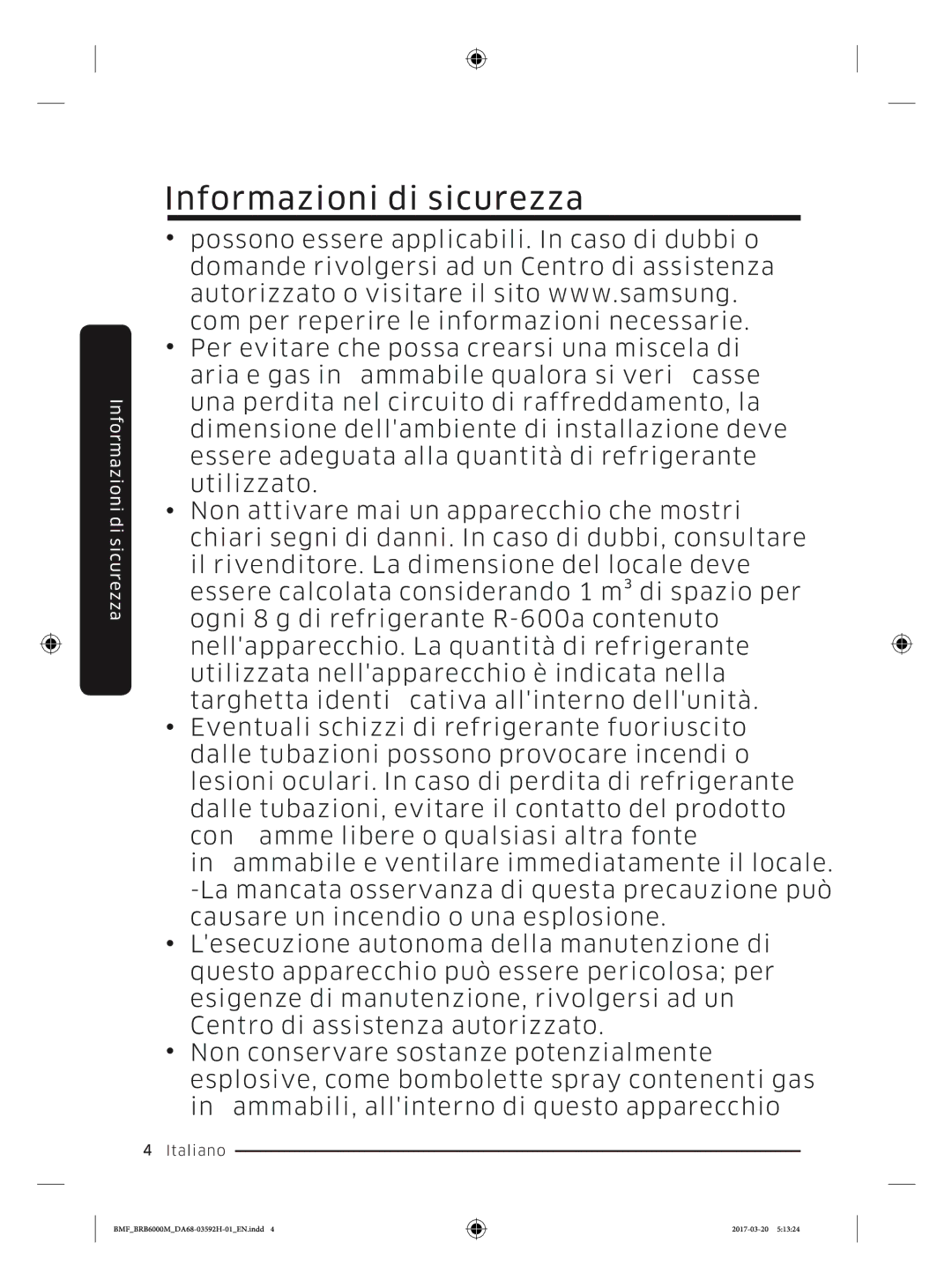 Samsung BRR12M000WW/EG, BRR19M010WW/EG, BRR19M011WW/EG, BRR12M001WW/EG manual Informazioni di sicurezza 