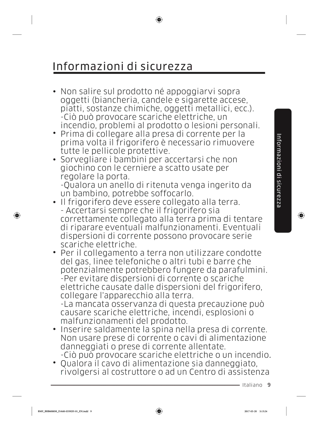 Samsung BRR19M010WW/EG, BRR19M011WW/EG, BRR12M001WW/EG, BRR12M000WW/EG manual Informazioni di sicurezza 