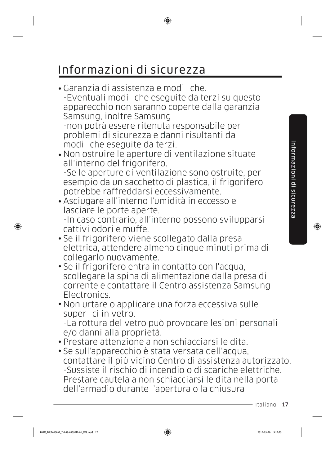 Samsung BRR19M010WW/EG, BRR19M011WW/EG, BRR12M001WW/EG, BRR12M000WW/EG manual Informazioni di sicurezza 