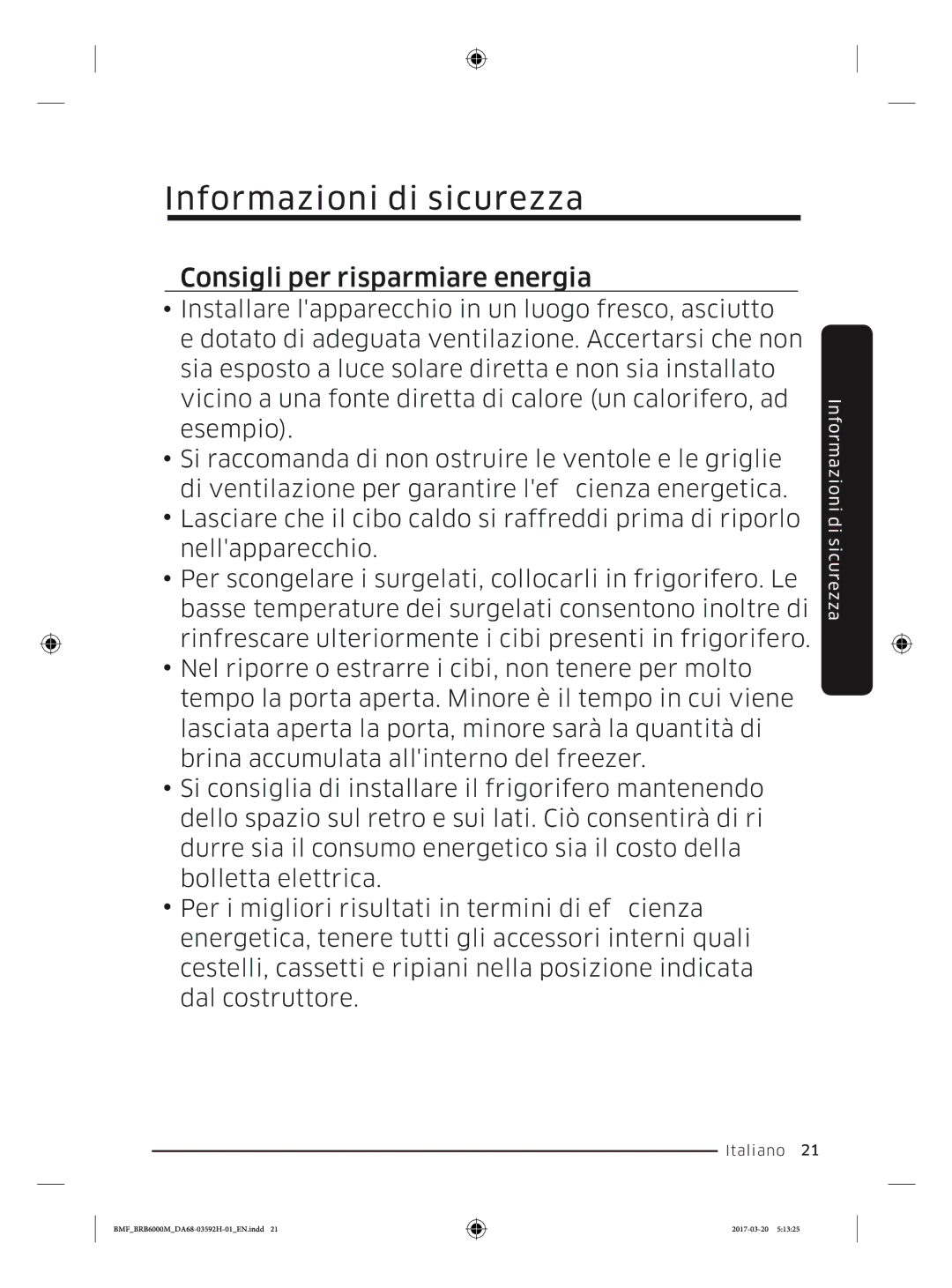 Samsung BRR19M010WW/EG, BRR19M011WW/EG, BRR12M001WW/EG, BRR12M000WW/EG manual Consigli per risparmiare energia 