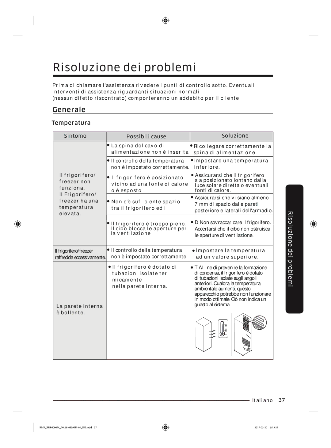 Samsung BRR19M010WW/EG, BRR19M011WW/EG, BRR12M001WW/EG, BRR12M000WW/EG manual Risoluzione dei problemi 