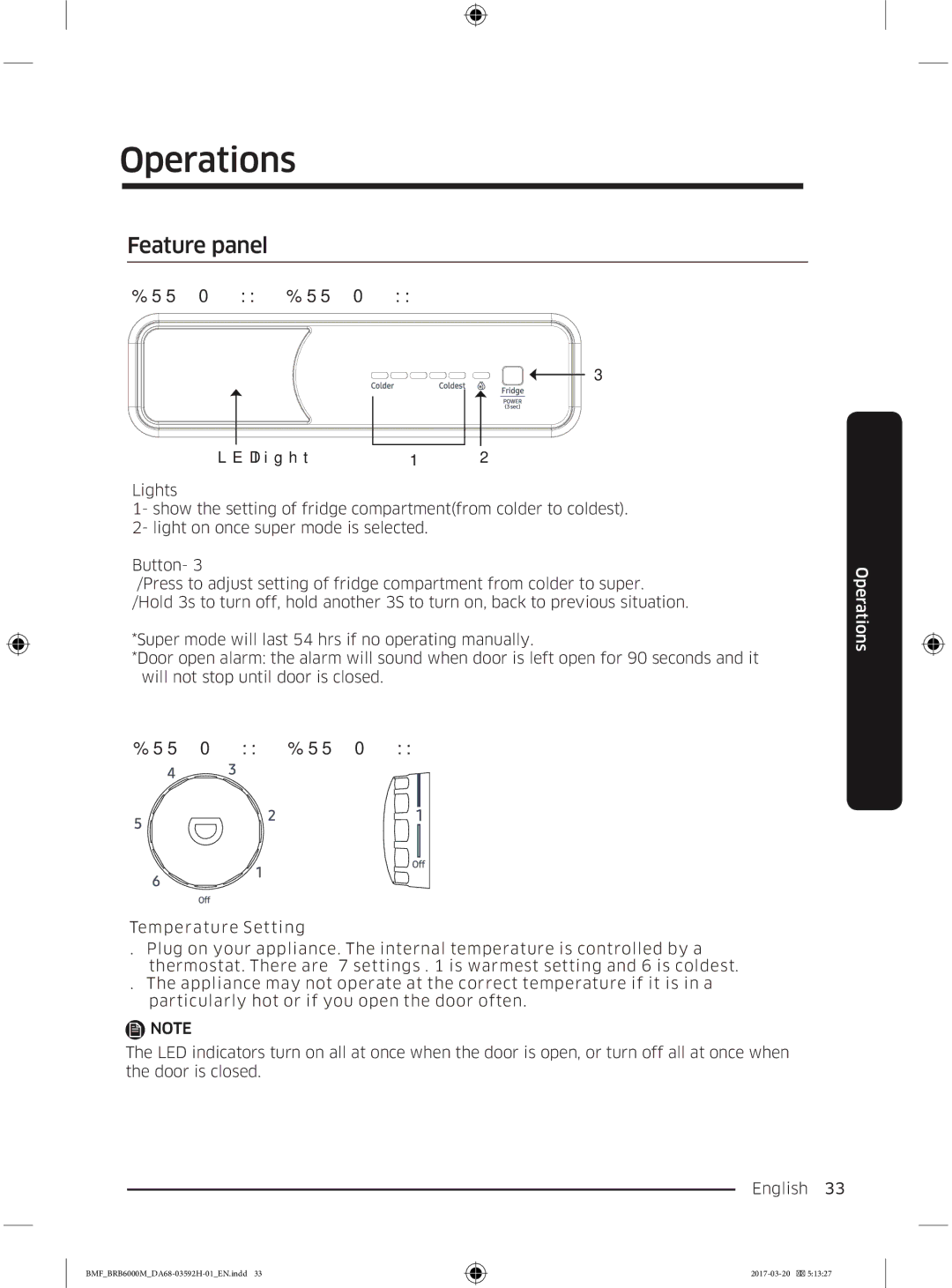 Samsung BRR12M001WW/EG, BRR19M010WW/EG, BRR19M011WW/EG manual Feature panel, 550%550, 550%550 