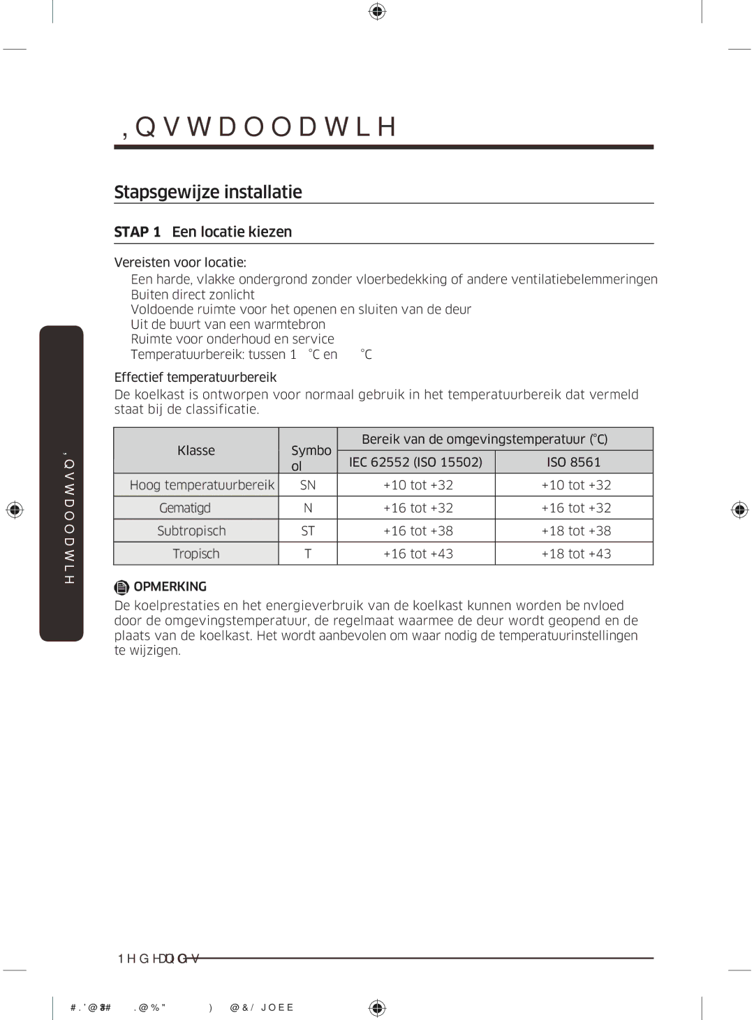 Samsung BRR19M011WW/EG, BRR19M010WW/EG, BRR12M001WW/EG, BRR12M000WW/EG manual Stapsgewijze installatie 