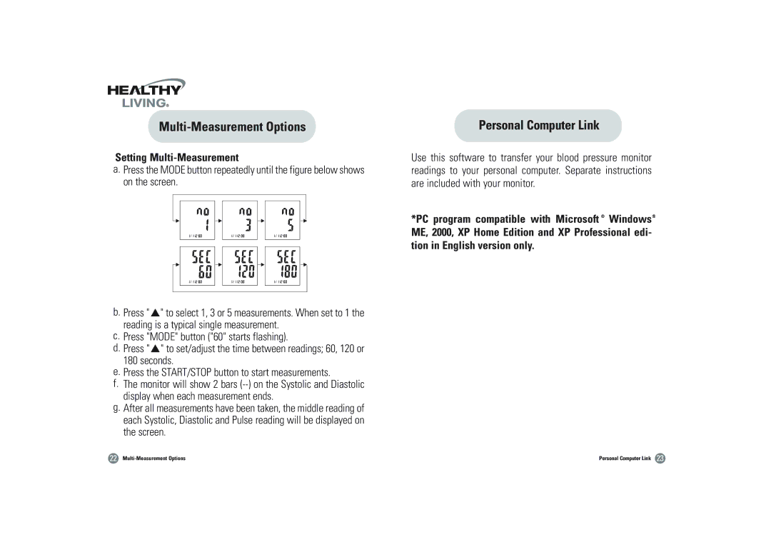 Samsung BSP-4007 owner manual Multi-Measurement Options, Personal Computer Link, Setting Multi-Measurement 