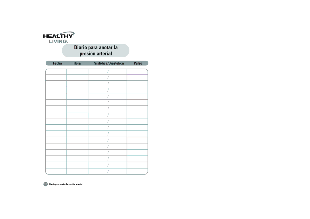 Samsung BSP-4007 owner manual Diario para anotar la presión arterial 