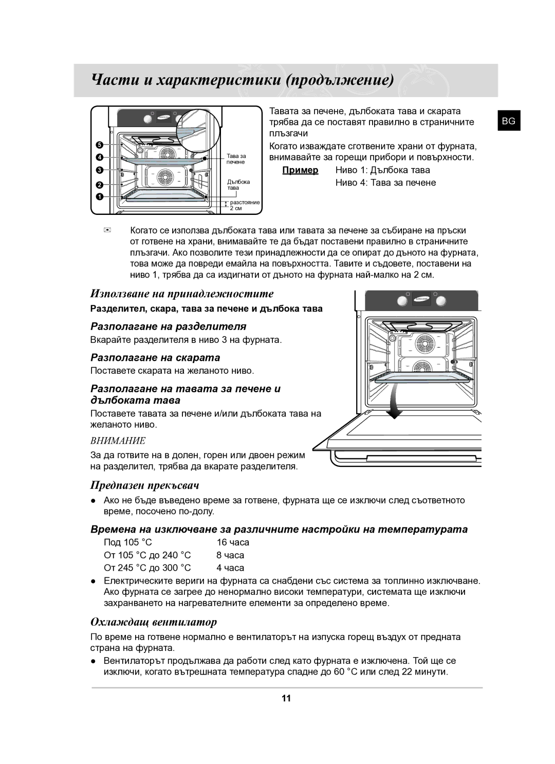 Samsung BT61CDST/BOL manual Използване на принадлежностите, Предпазен прекъсвач, Охлаждащ вентилатор 