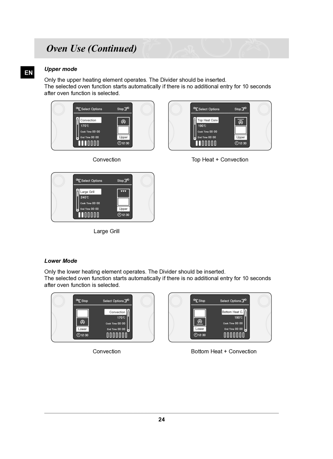 Samsung BT61CDST/BOL manual Upper mode, Lower Mode 