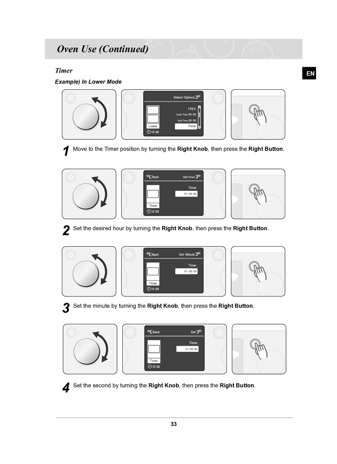 Samsung BT61CDST/BOL manual Timer 