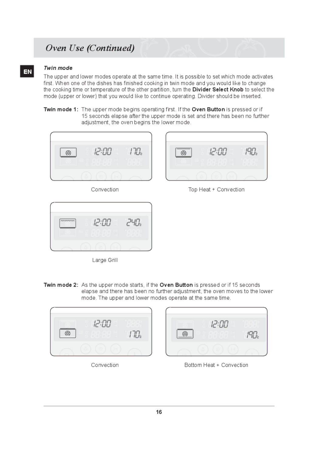 Samsung BT62FQFST, BT620FQST, BT62FQBPST, BT62FQPST, BT62FQBFST owner manual Twin mode 