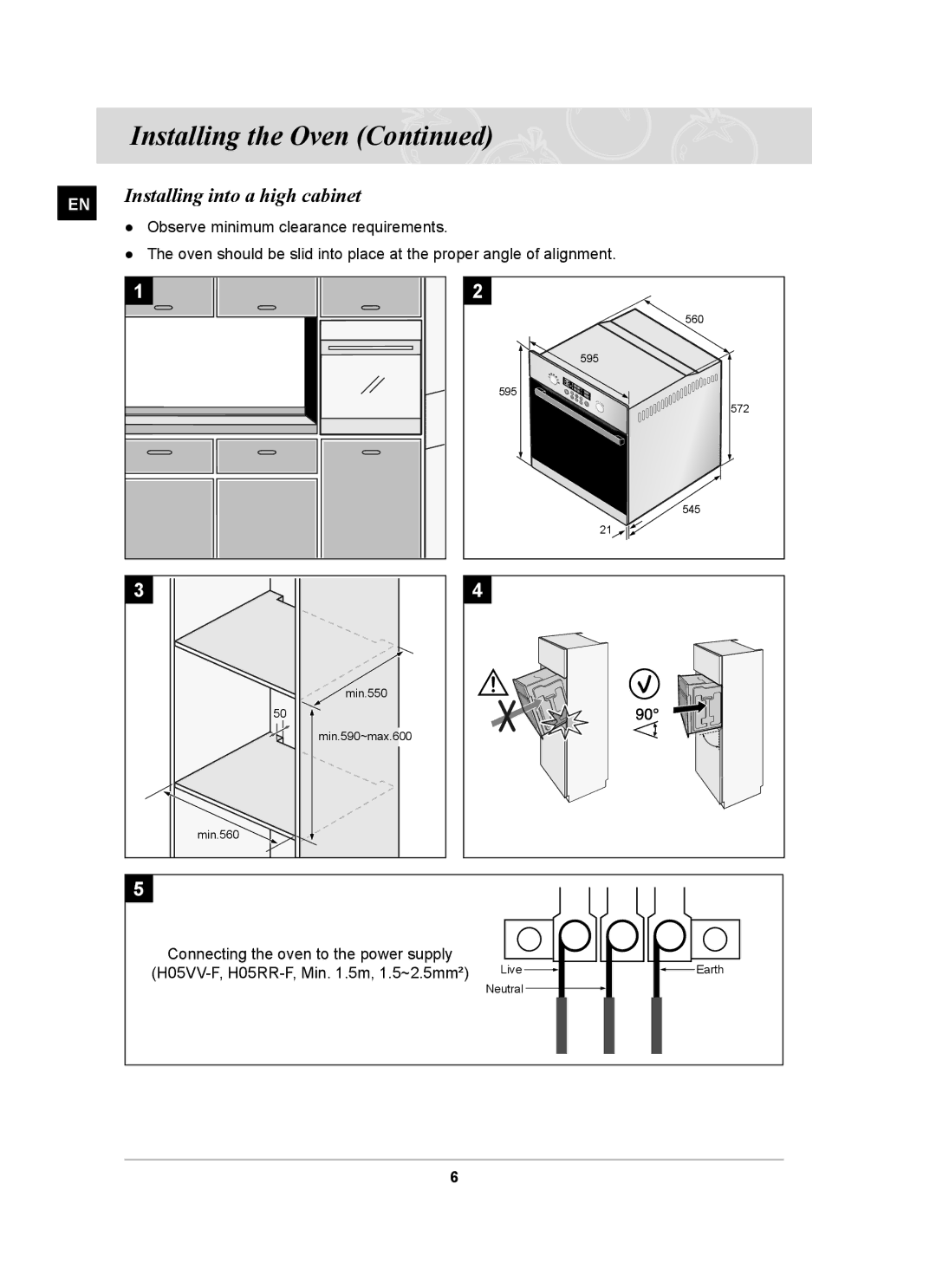 Samsung BT62FQFST, BT620FQST, BT62FQBPST, BT62FQPST, BT62FQBFST owner manual Installing into a high cabinet 