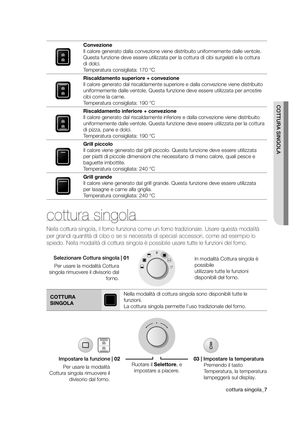 Samsung BT621FSBTL/XET manual Cottura singola, Singola 